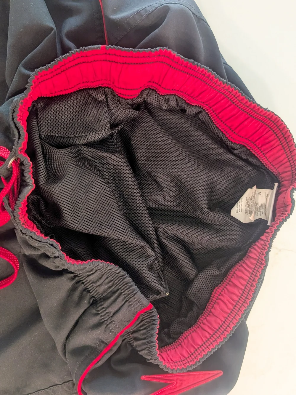 Speedo Black Swim Trunks with Pink Trim